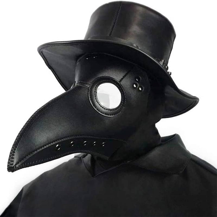 Creepy Party Black Leather Bird Beak Steampunk Mask