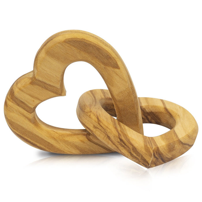 Olivenholz Verbundene Herzen Hochzeitsgeschenk für Brautpaar zum Valentinstag Jubiläum (6 cm)