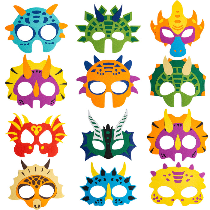 CreepyParty Dinosaur Masks For Kids Birthday Party 12 PCS