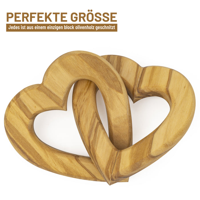 Olivenholz Verbundene Herzen Hochzeitsgeschenk für Brautpaar zum Valentinstag Jubiläum (6 cm)