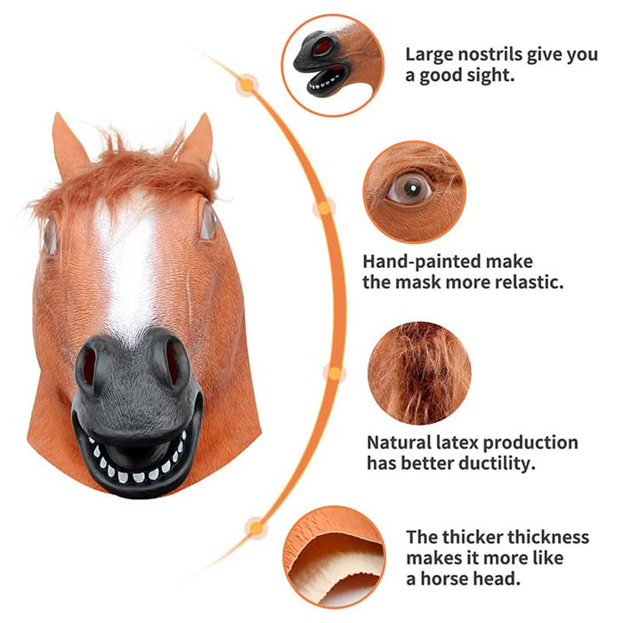 CreepyParty Brown Horse Masks for Masquerade