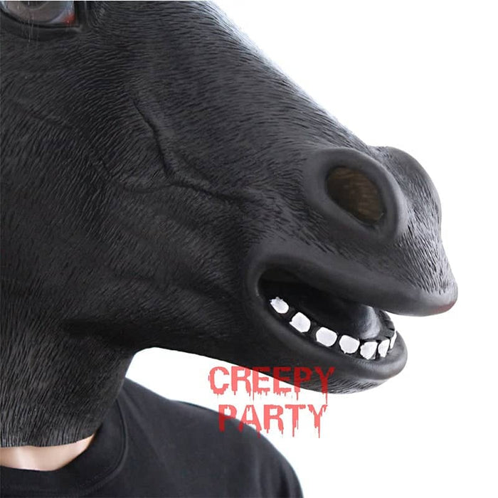 CreepyParty Black Horse Masks for Masquerade