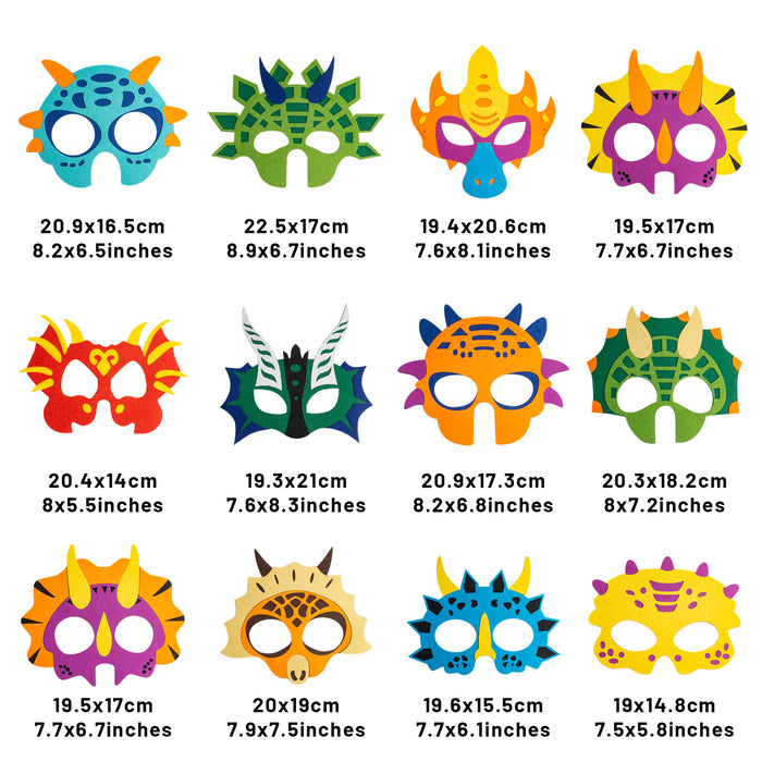 CreepyParty Dinosaur Masks For Kids Birthday Party 12 PCS