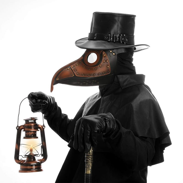 Brown Leather Bird Beak Mask