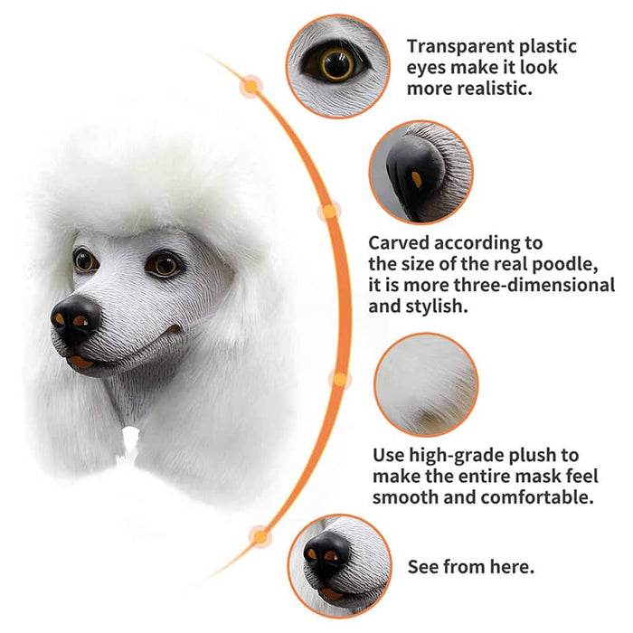 CreepyParty Halloween Costume White Poodle Masks