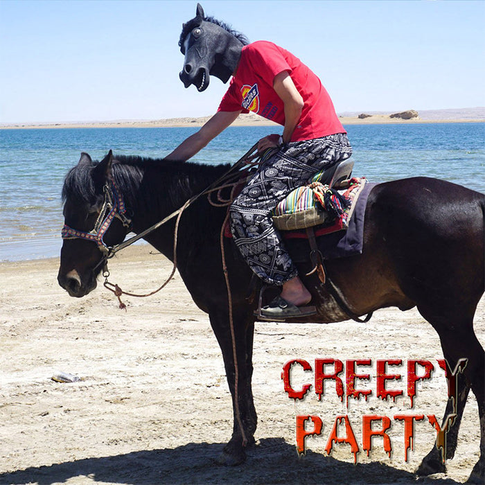 CreepyParty Black Horse Masks for Masquerade
