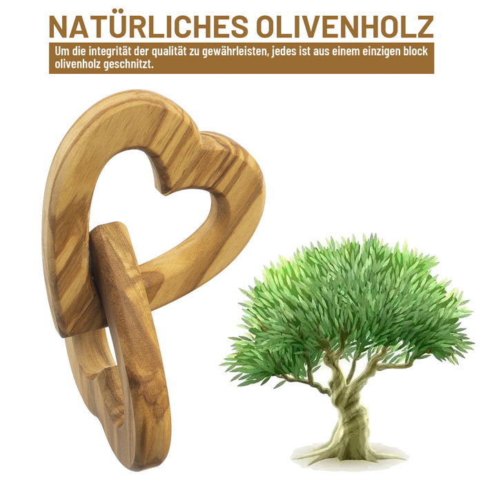 Olivenholz Verbundene Herzen Hochzeitsgeschenk für Brautpaar zum Valentinstag Jubiläum (6 cm)