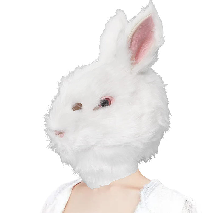 CreepyParty Plush White Rabbit Head Mask