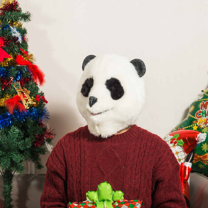CreepyParty Plush Panda Mask for Christmas