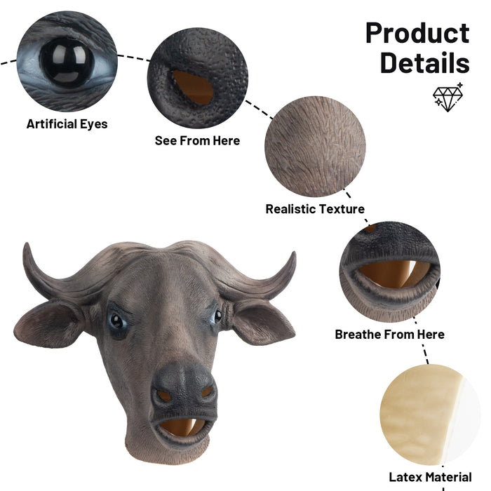 CreepyParty Black Buffalo Mask