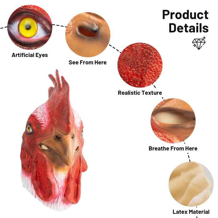 CreepyParty Halloween White Rooster Mask (Chicken)