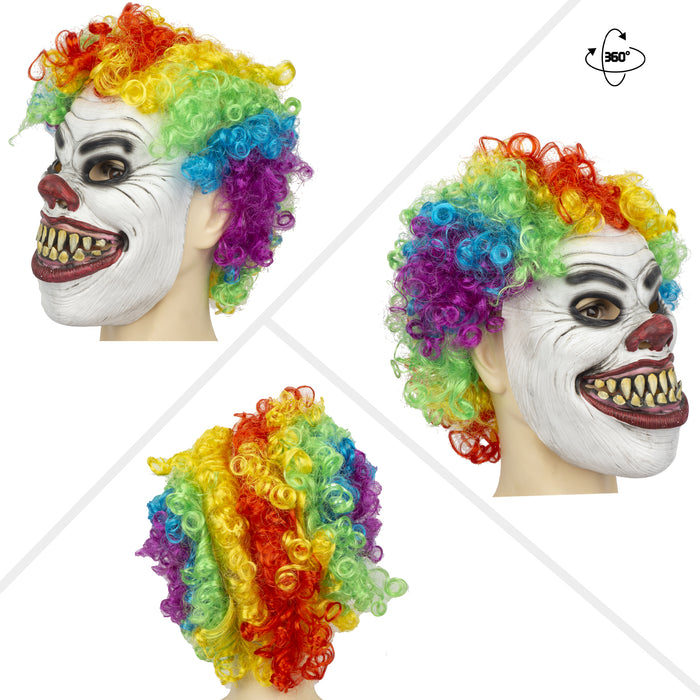 CreepyParty Clown Mask with Colorful Hair
