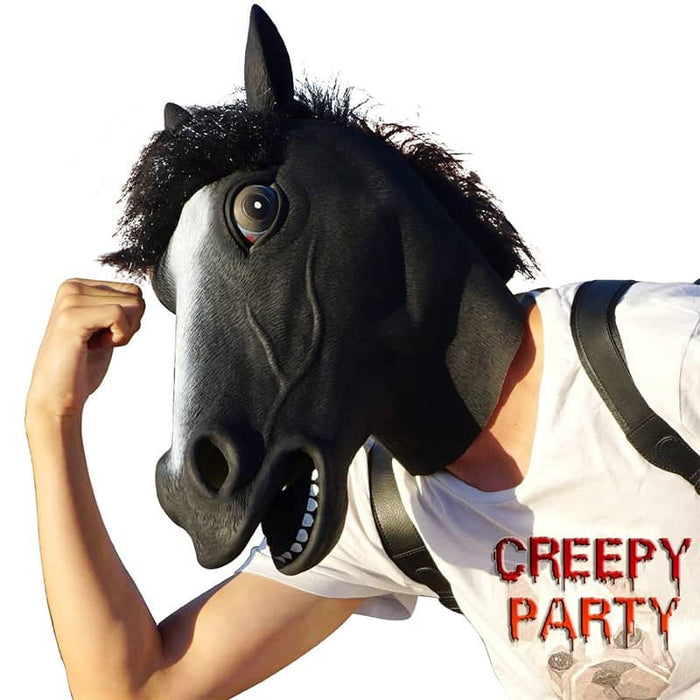 CreepyParty Black Horse Masks for Masquerade