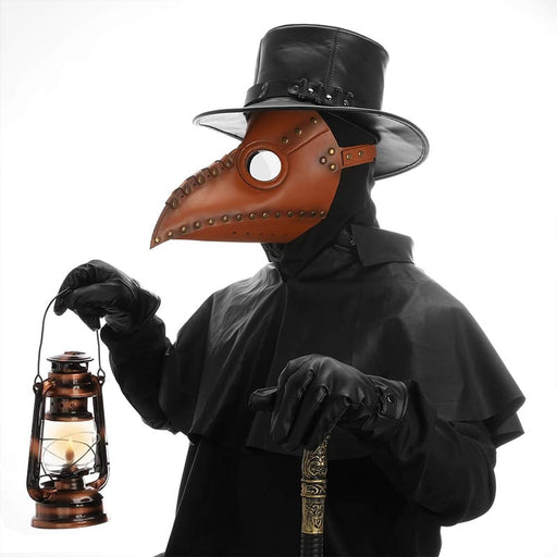 Brown Leather Bird Beak Mask