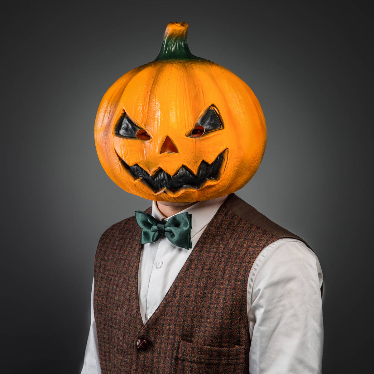 Jack-O'-Lantern Smahed Pumpkin Mask with Hat, Orange/Grey, One Size,  Wearable Costume Accessory for Halloween