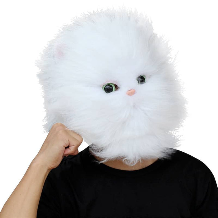 Party Masks Unhappy White Cat Mask Halloween Costume Party Novelty Animal  Head Rubber Latex Mask 220826
