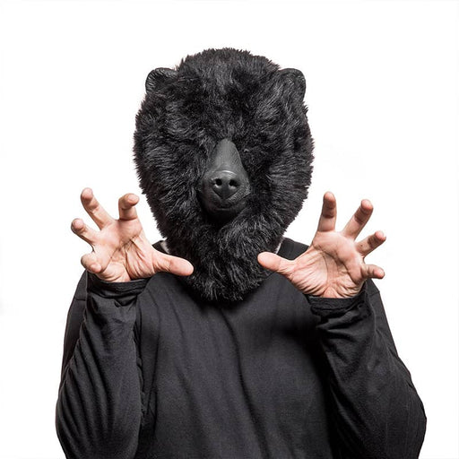 CreepyParty Black Bear Mask with Fur for Halloween Birthday