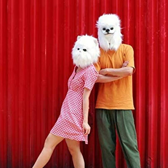 CreepyParty Halloween Animal Masks Set White Poodle, Persian Cat Mask ...