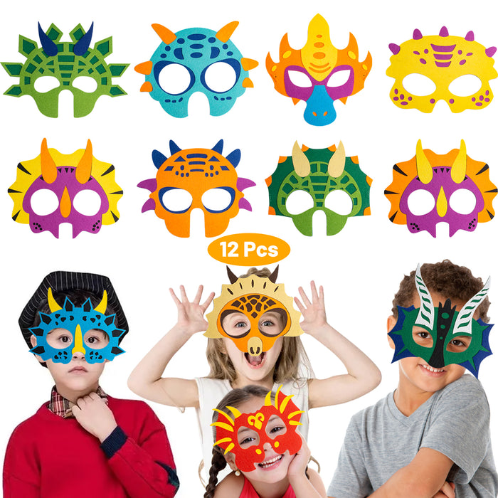 CreepyParty Dinosaur Masks For Kids Birthday Party 12 PCS