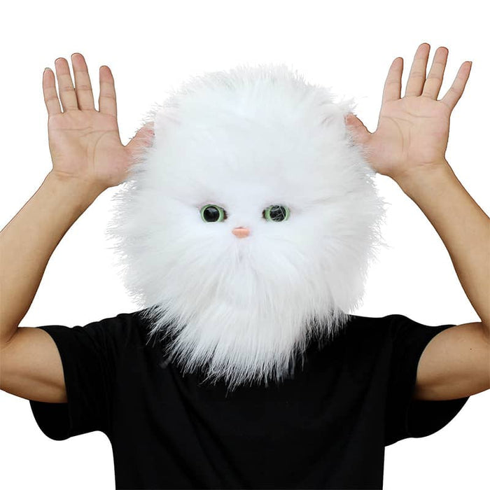 Unhappy White Cat Mask Halloween Costume Party Novelty Animal