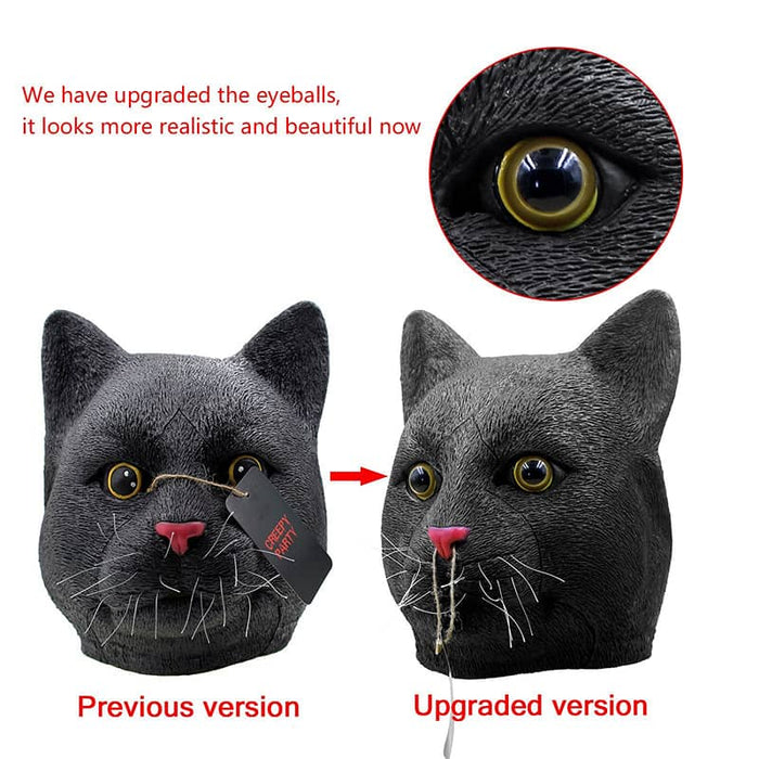NA Full Head Realistic Latex Cat Mask, Animal Mask Horror Black Cat Mask  for Halloween Christmas Costume Party Props