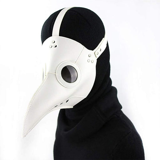 White Leather Bird Beak Steampunk Mask