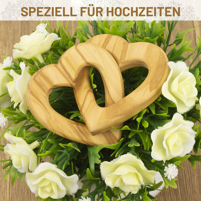 Olivenholz Verbundene Herzen Hochzeitsgeschenk für Brautpaar zum Valentinstag Jubiläum (6 cm)