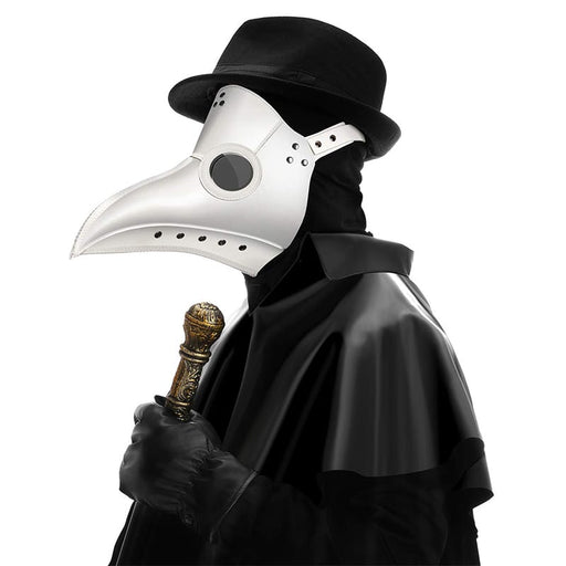 White Leather Bird Beak Steampunk Mask